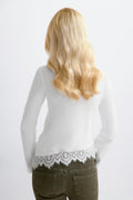 Y lace detail top - Blanc