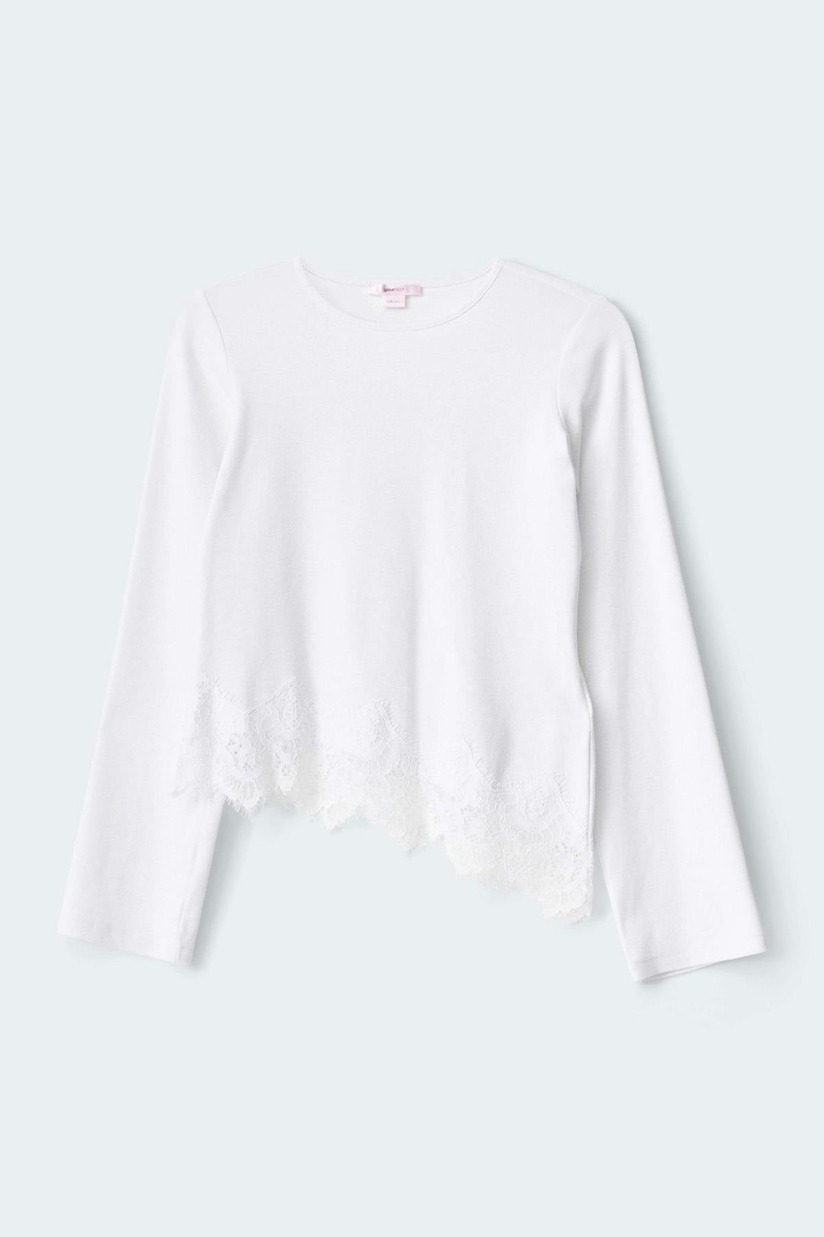 Y lace detail top - Blanc