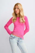 Y lace detail top - Strong pink