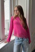 Y lace detail top - Strong pink