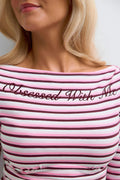 14+ fitted waist top - Pink/stripe