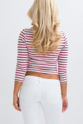 14+ fitted waist top - Pink/stripe