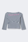 14+ fitted waist top - Blue stripe