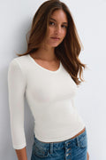 V-neck quarter sleeve top - Castle rock