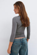 V-neck quarter sleeve top - Castle rock