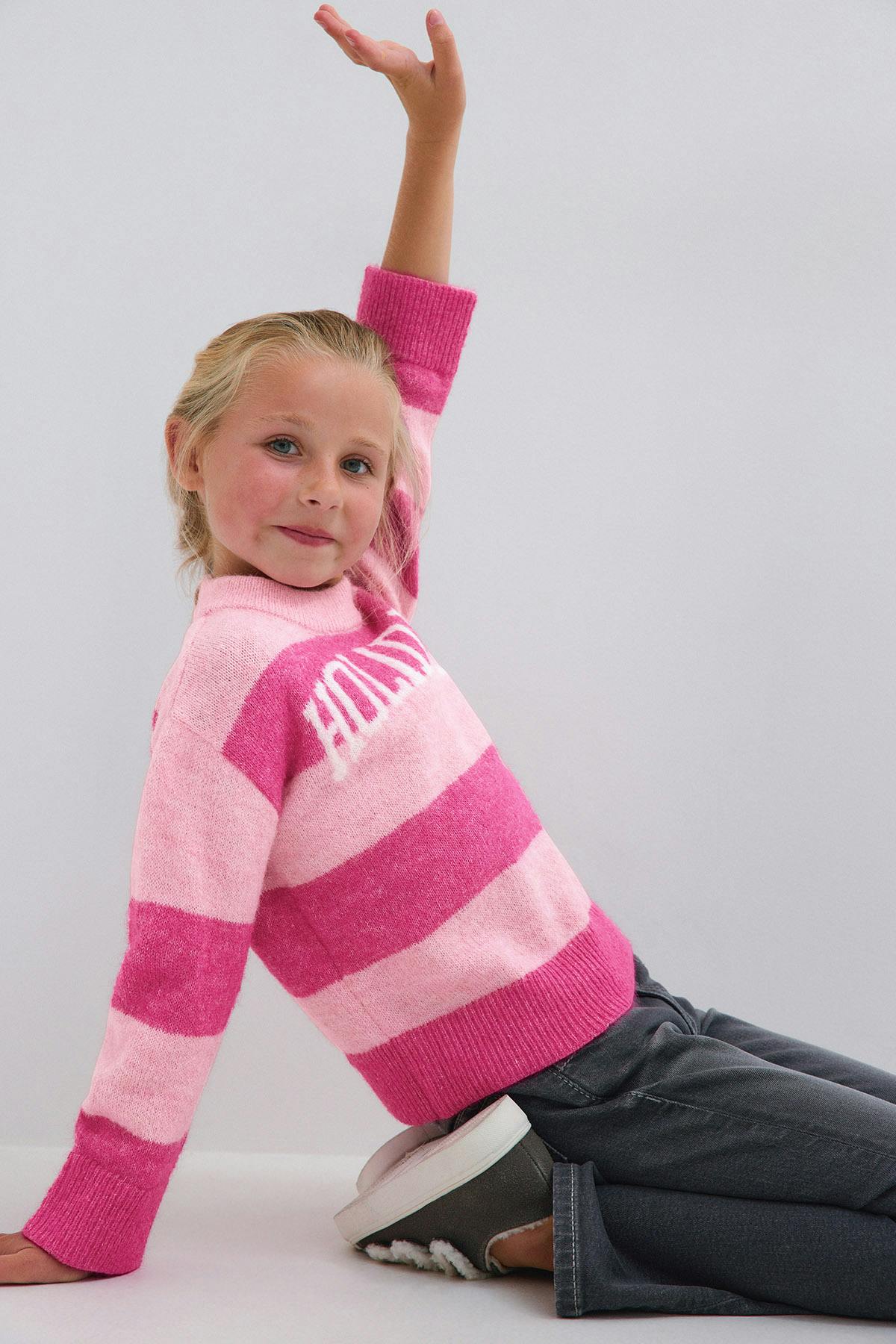 Y petite graphic sweater - Pink stripe