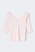 Y lace quarter sleeve top - Ballet slipper