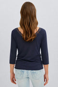 Y lace quarter sleeve top - Navy blazer