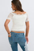 Y lace top - Blanc