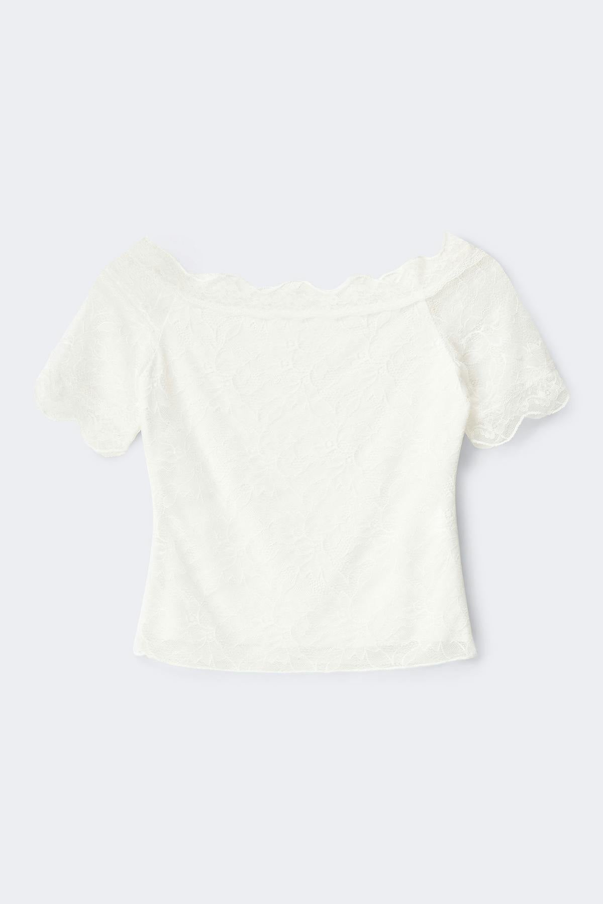 Y lace top - Blanc