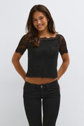Y lace top - Corail