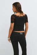 Y lace top - Noir