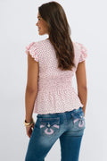 Y smock top - Pink dot