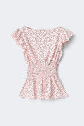 Y smock top - Pink dot