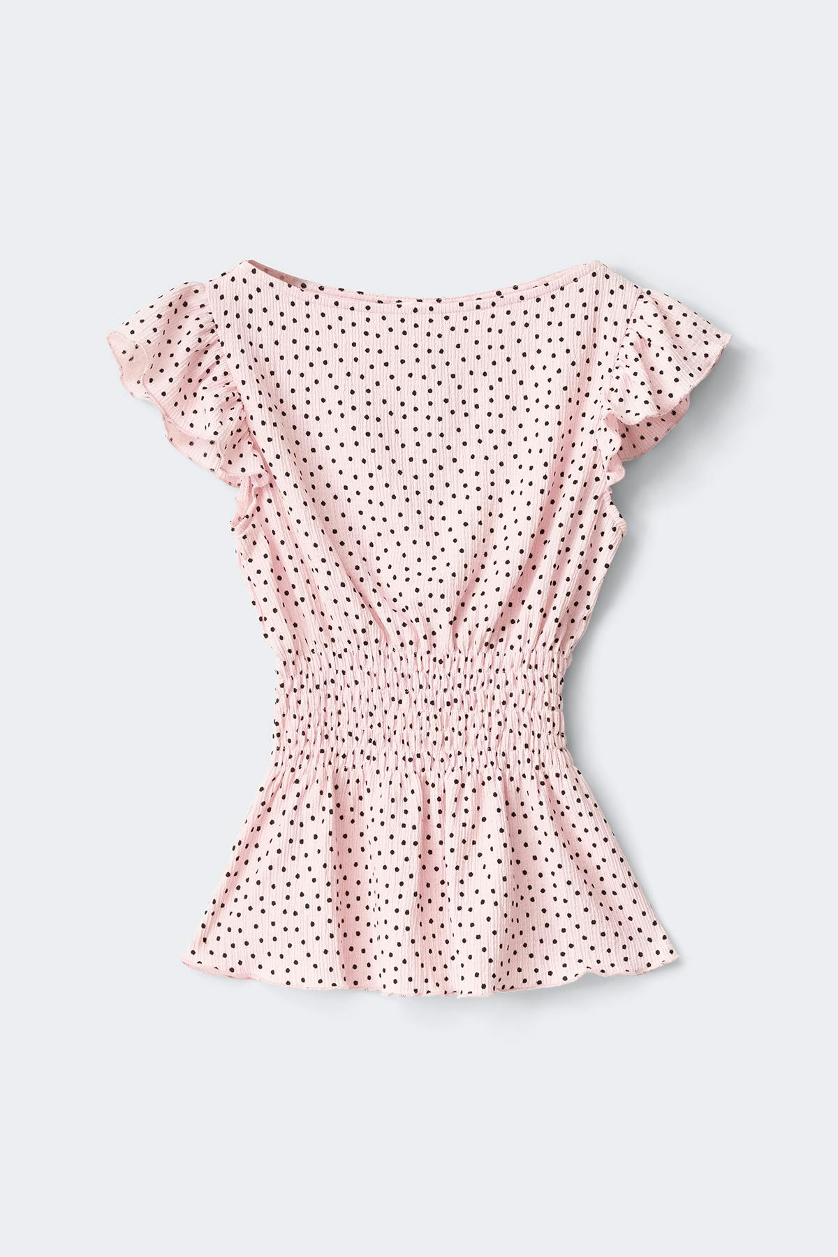 Y smock top - Pink dot