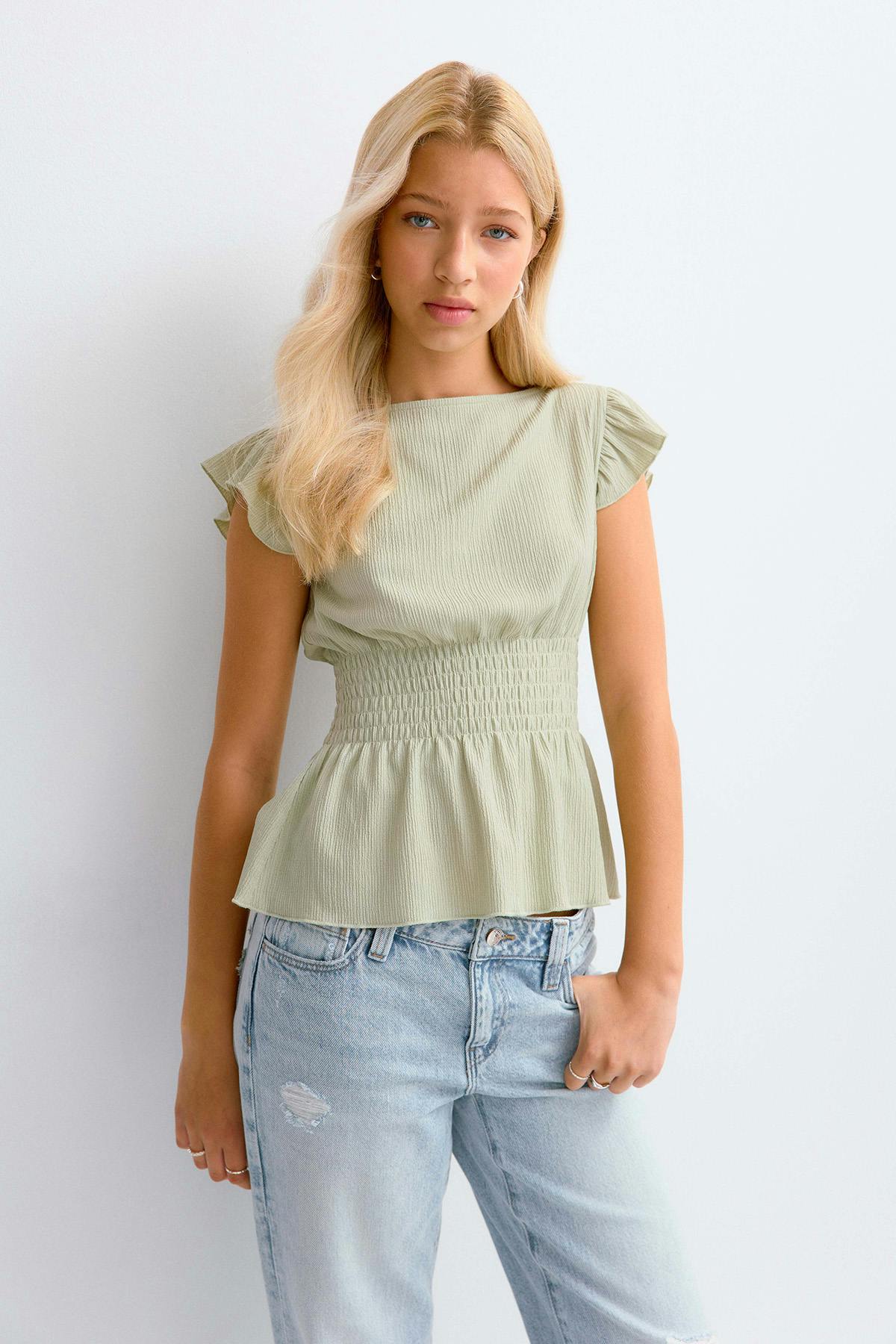 Y smock top - Kaki