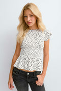 Y smock top - Offwhite/dot
