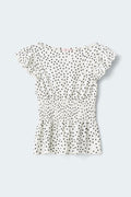 Y smock top - Offwhite/dot