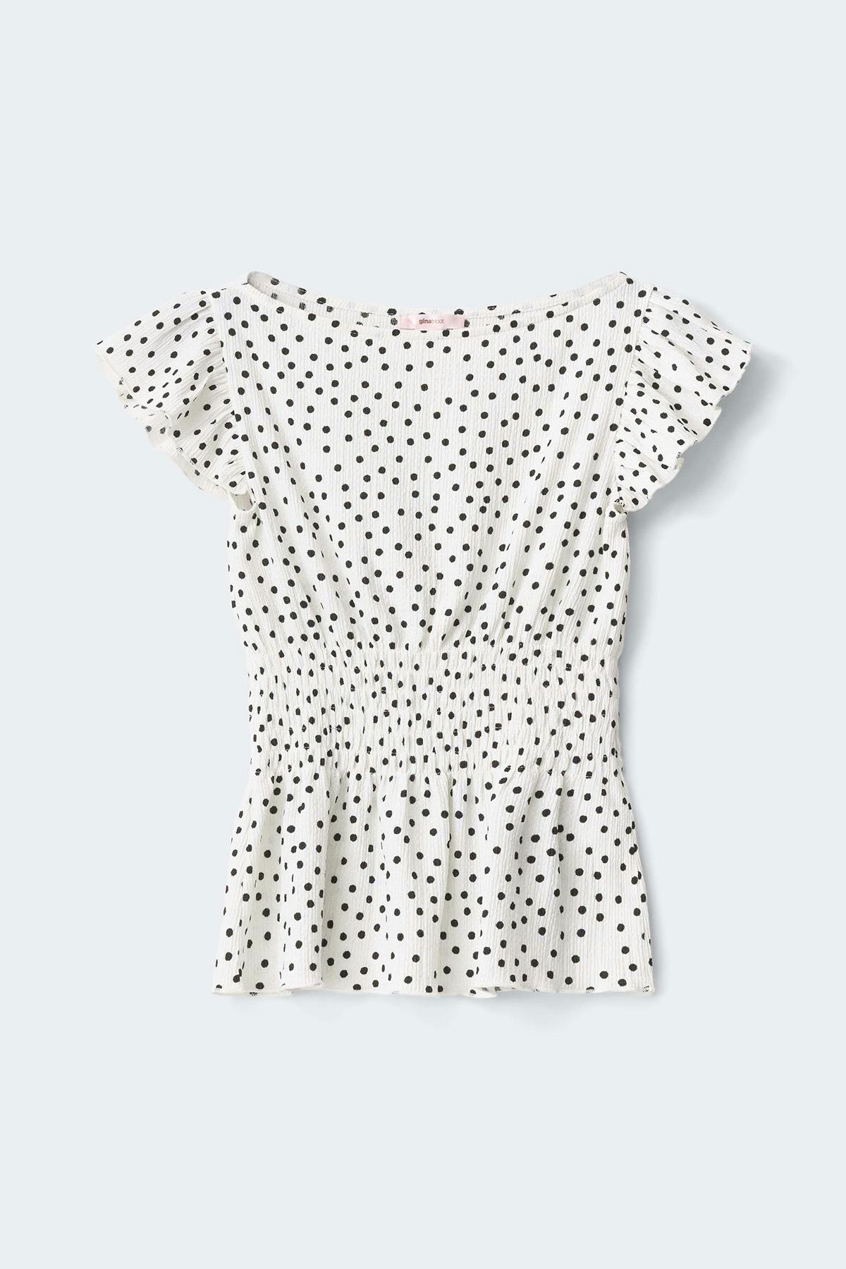 Y smock top - Offwhite/dot
