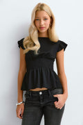 Y smock top - Offwhite/dot