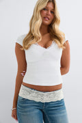 14+ lace detail belt - Blanc cassé