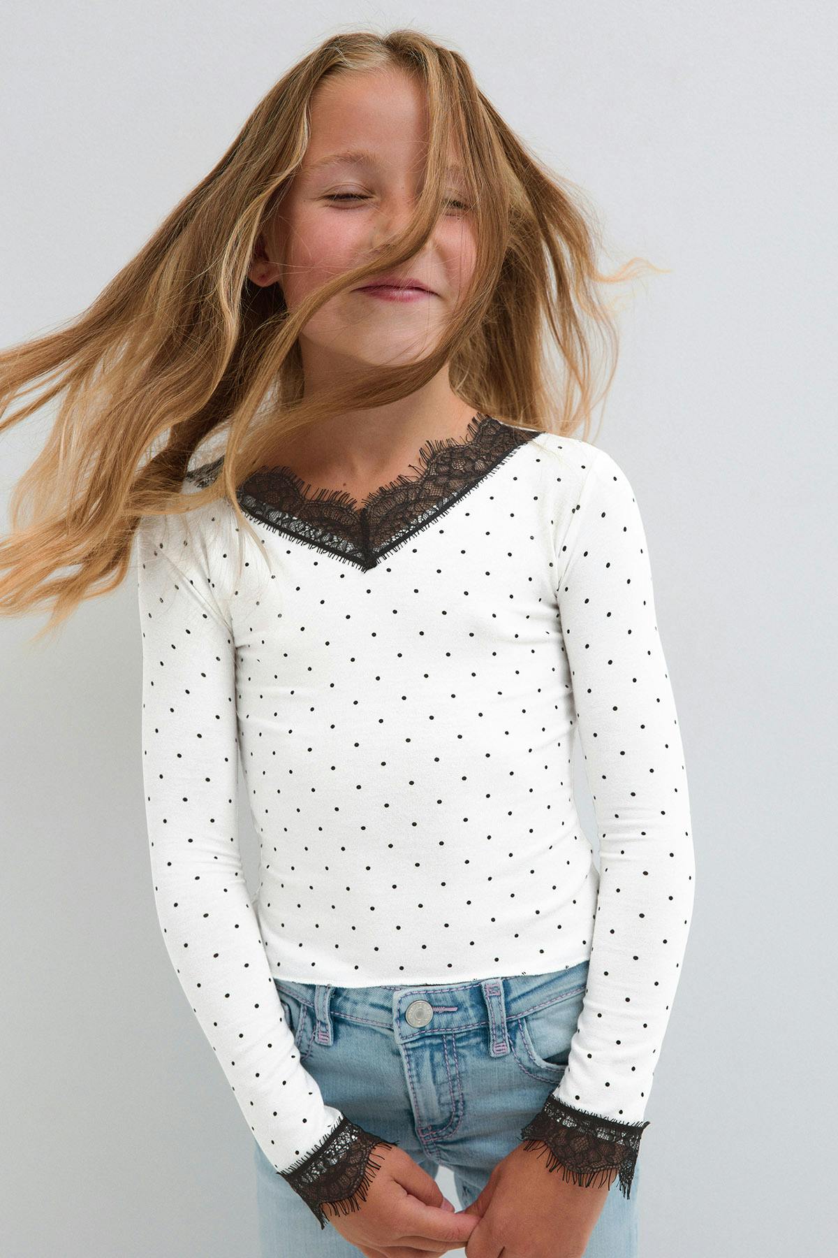 Y petite lace top - Dot print