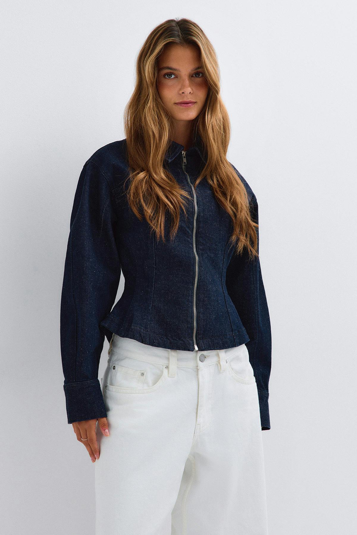 Shaped denim shirt - Mid blue