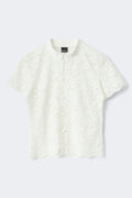 Mandarin collar lace top - Blanc cassé