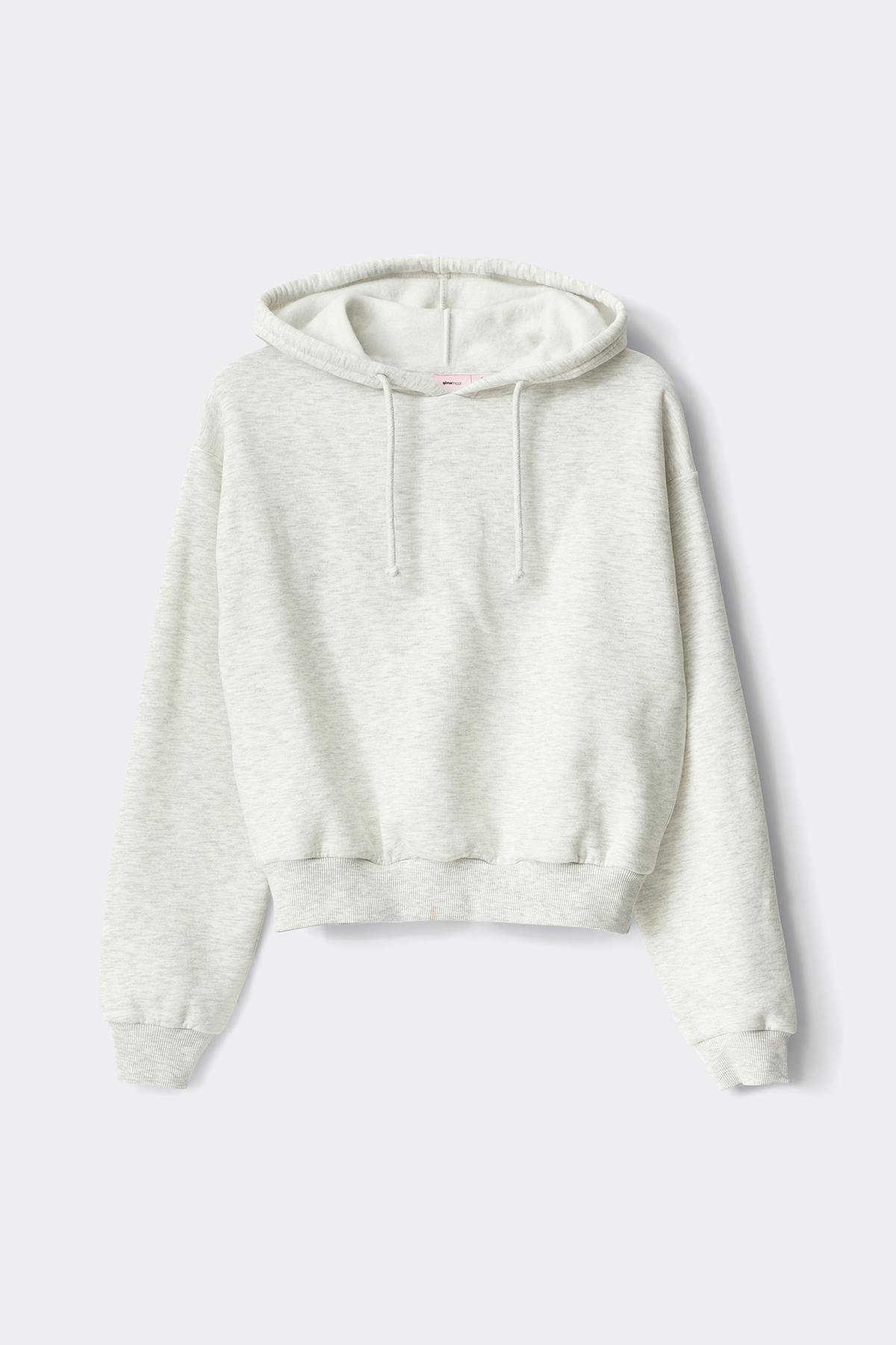 14+ printed hoodie - Lt grey melange
