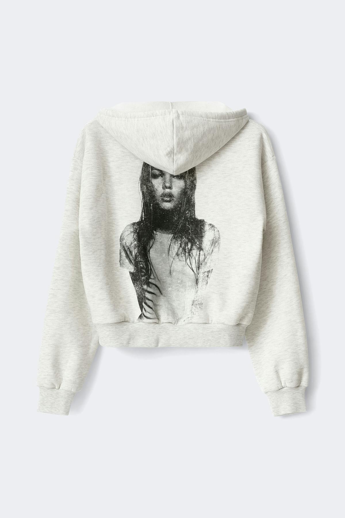 14+ printed hoodie - Lt grey melange
