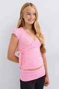 Y wrap top - Begonia pink