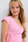Y wrap top - Begonia pink
