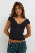 14+ lace detail top - Strong pink
