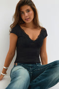 14+ lace detail top - Strong pink