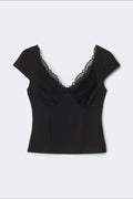 14+ lace detail top - Strong pink