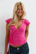 14+ wrap top - Strong pink