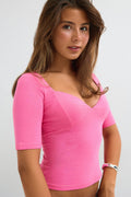 14+ fitted top - Strong pink