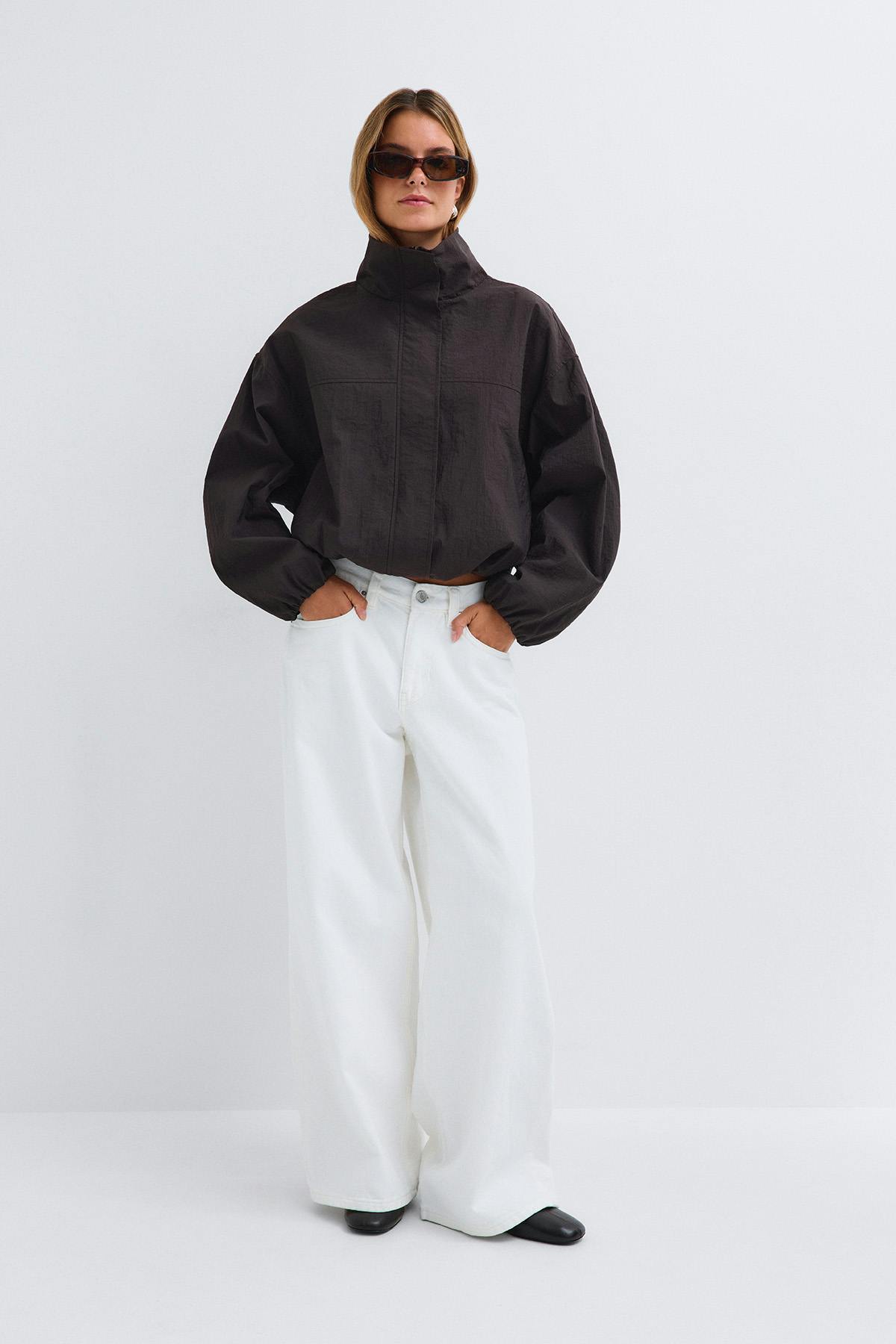 High neck sporty jacket - Noir
