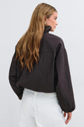 High neck sporty jacket - Marron foncé