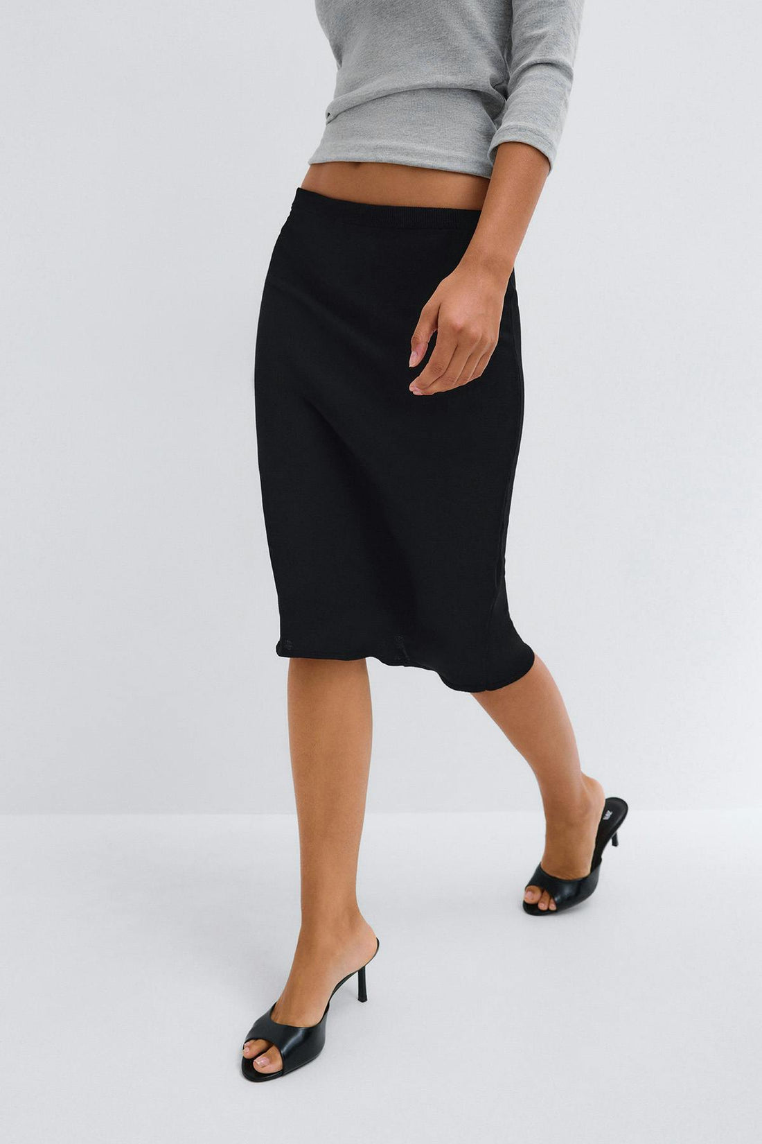 90s knitted midi skirt - Noir