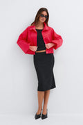 High neck short jacket - Beige clair