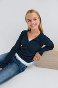 Y 2 in 1 top - Navy blazer