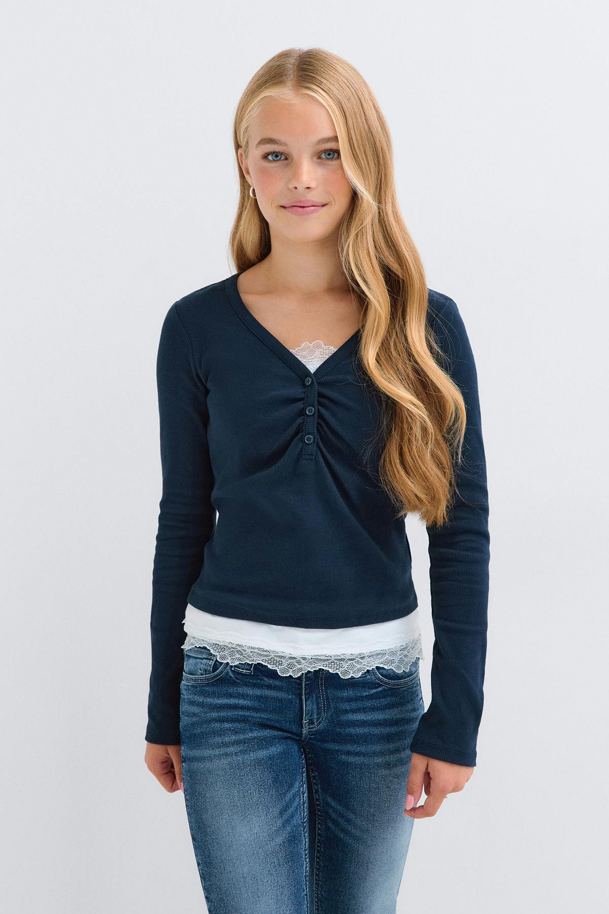 Y 2 in 1 top - Navy blazer