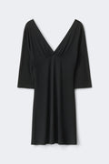V-neck quarter sleeve dress - Noir