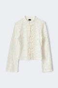Mandarin collar longsleeve top - Blanc cassé