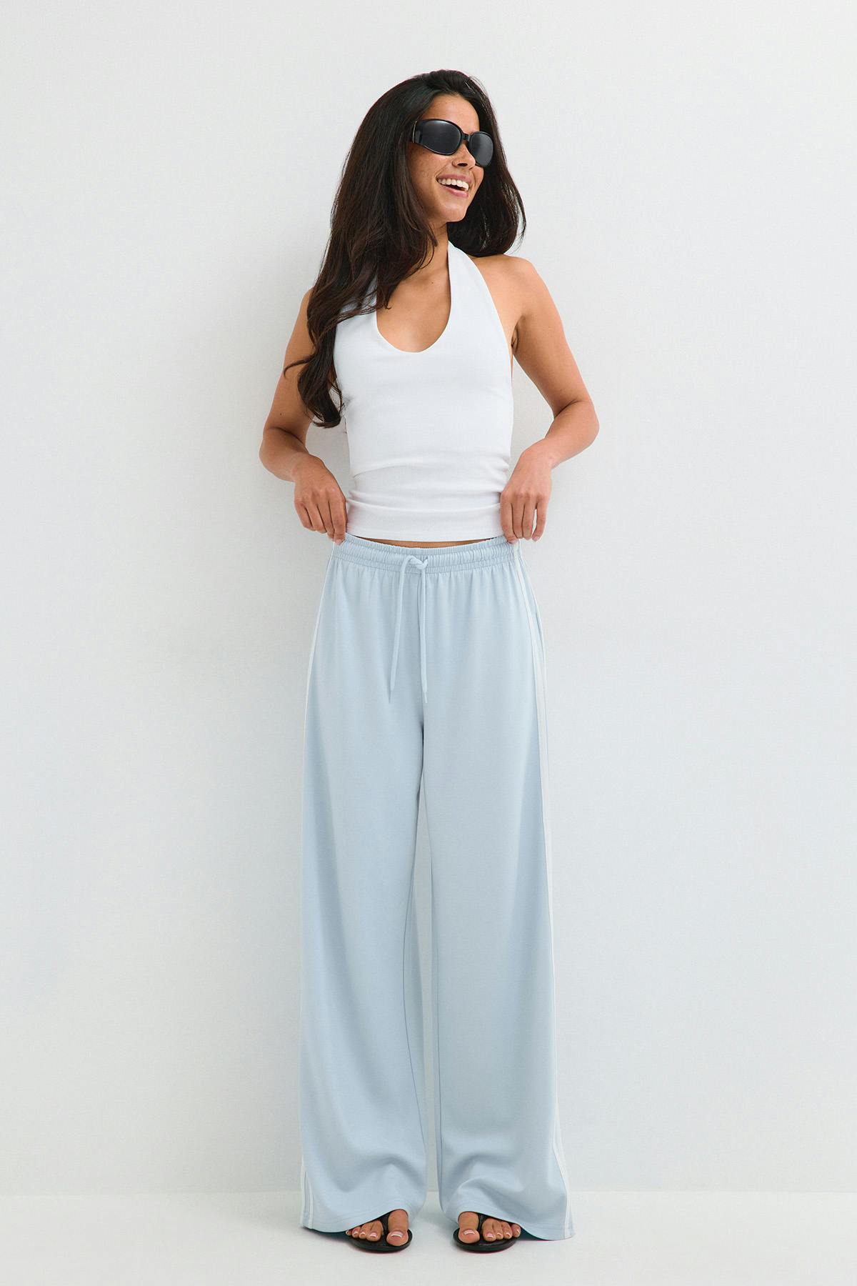 Sporty wide trousers - Marron foncé