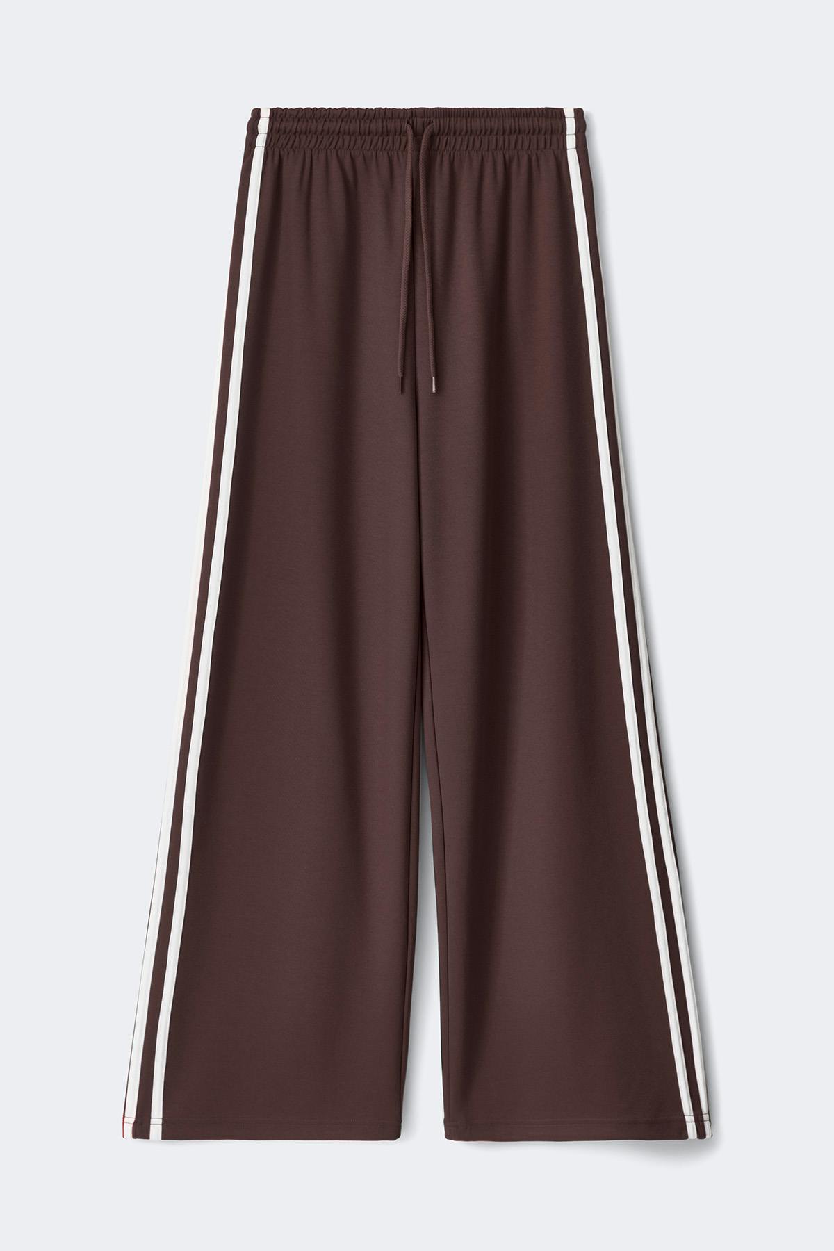 Sporty wide trousers - Marron foncé