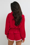 Peplum soft sporty jacket - Rouge