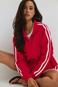 Peplum soft sporty jacket - Rouge