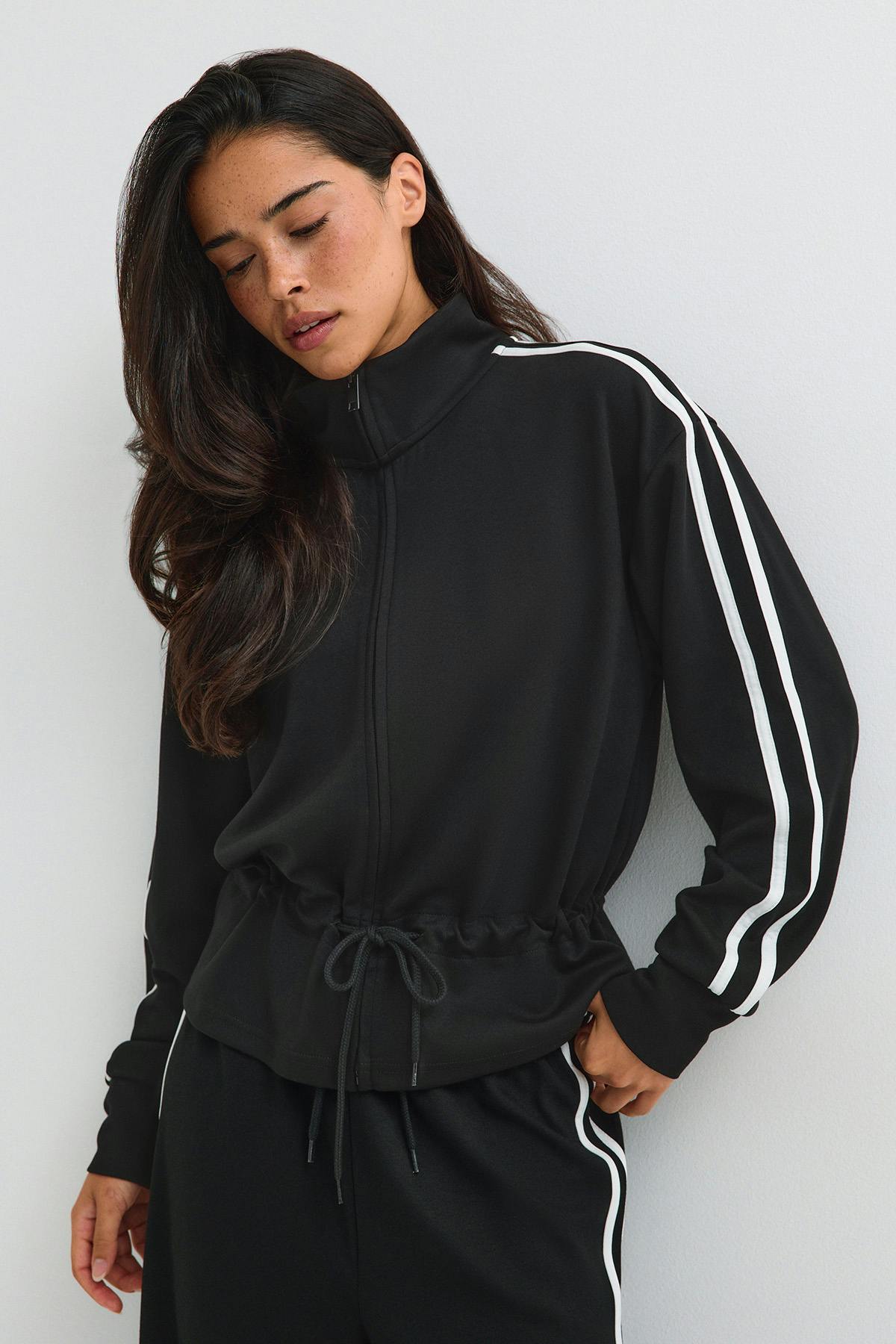 Peplum soft sporty jacket - Noir